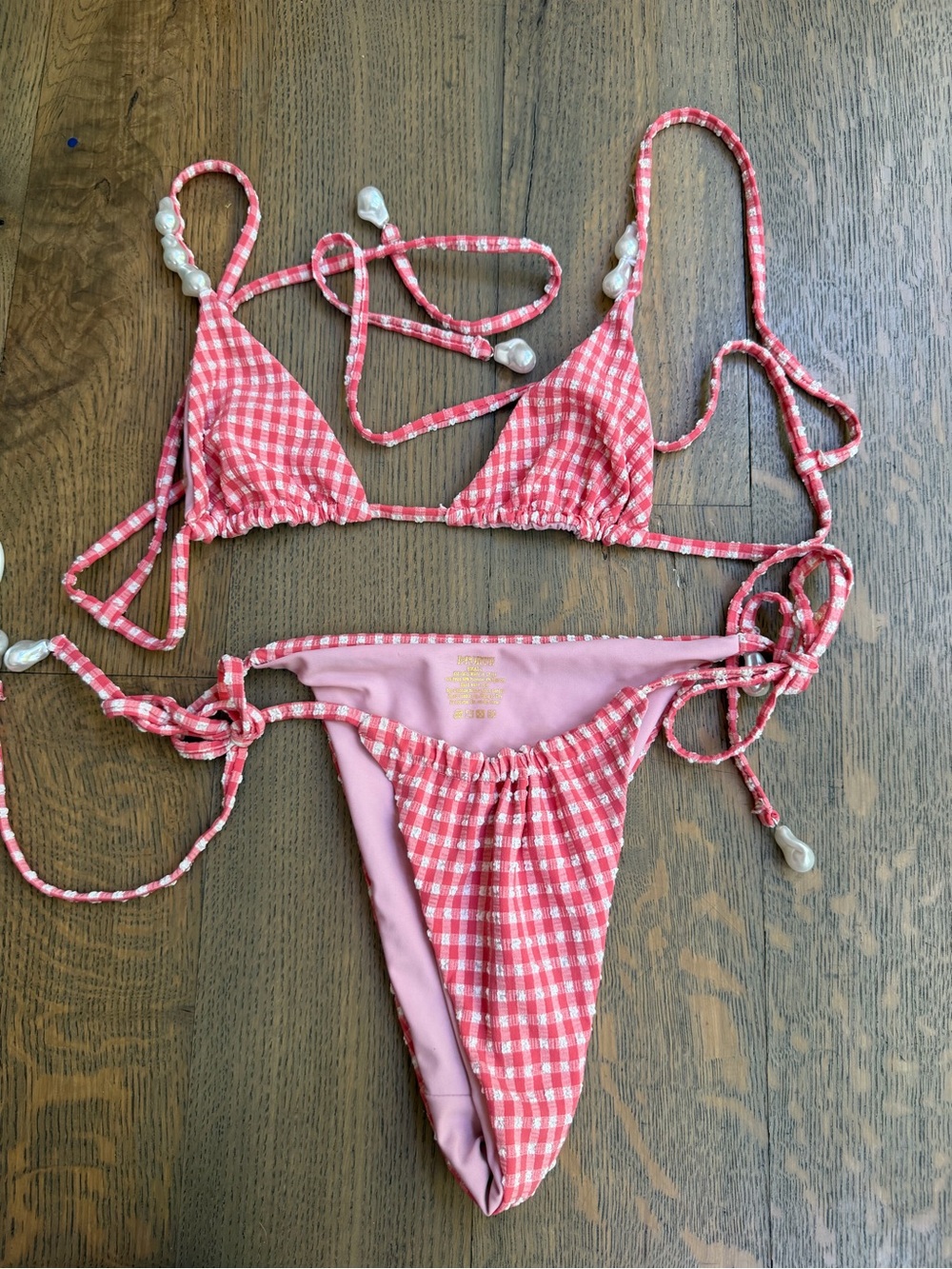 LePorte Bikini Pink Gingham Tie-Side Bikini Set